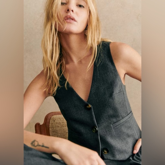 Sezane Jackets & Blazers - SEZANE Elroy wool blend gray waistcoat jacket vest size 34